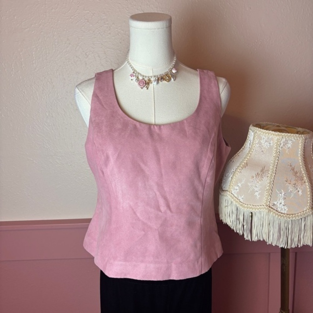Positive Attitude Vintage Coquette Suede Pleated Crop Top Pink Size 10